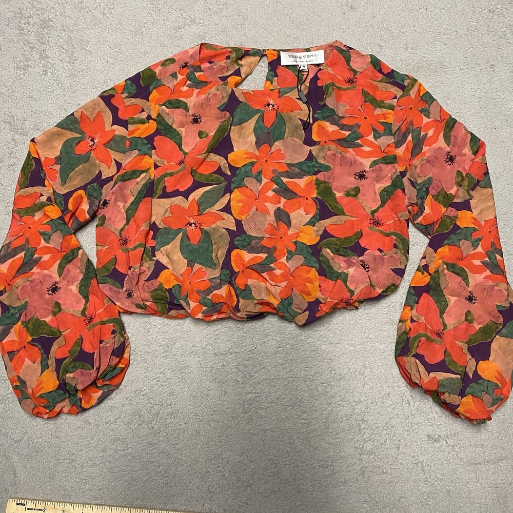 Solid & Striped Sophia Richie Top Medium Floral Crop Boho Viscose